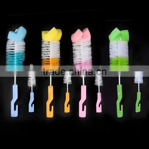 New 360 Degree Rotating Spin Sponge Brush Baby Milk Feeding Bottle Nipple Cleaning Scrubber Brushes thumbnail-1