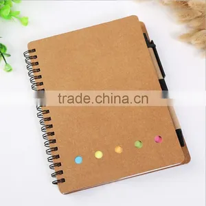 Customised Logo Kraft Blank Cover White Lined Inner Paper Spiral Notebook With Pen Colorful Sticky Notes Divider thumbnail-3