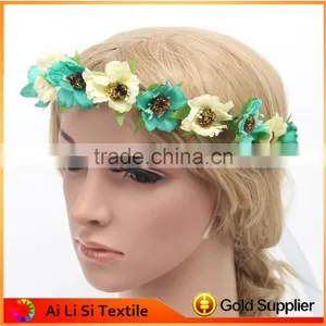 Best Selling Products New Premium Wedding Festival Flower Bride Garland Wreath Hair Headband thumbnail-3