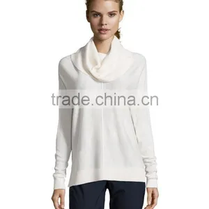 Womens White Wool Knit Cowl Neck Winter Sweater thumbnail-2