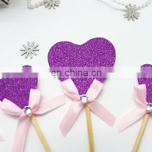 New Design Purple Heart With Bow Wedding Birthday Cake Topper thumbnail-6