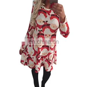 Christmas Evening Party Dress Long Sleeve Red Fashion Mini Christmas Dress thumbnail-1