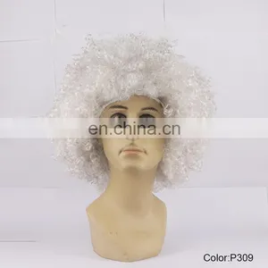 White Color Curly Big Afro Synthetic Wigs P309 thumbnail-1
