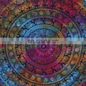 Indian Queen Wall Hanging Multi Colour Tie & Dye Mandala TapestryThrow Hippie Bohemian Decor Boho Art Bedspread thumbnail-3