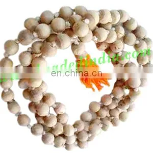Real Tulsi Sacred-auspicious Wood Beads Mala-string of 54 Beads, Size: 8mm thumbnail-1