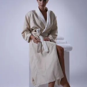 Eliya High Quality Luxury Hotel 100% Pakistan Cotton Bath Robe Long Luxury Women Robe thumbnail-1