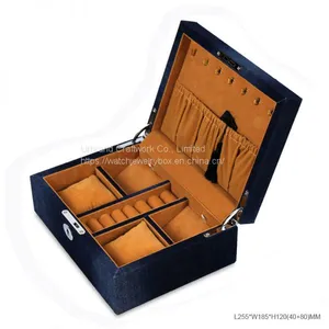 Custom Logo Luxury Jewelry Gift Box Ring Necklace Fabric Jewelry Storage Box With Lock Design thumbnail-2