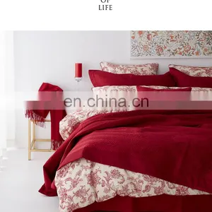 RAWHOUSE Wedding Wine Red 3pcs 100 Cotton House Quilt thumbnail-6