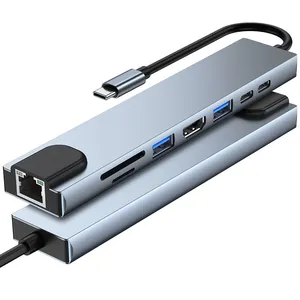 USB 8-in-1 Docking Station, Fast Charging Hub Adapter Type C 4K RJ45, USB 3.0 Docking Station thumbnail-1