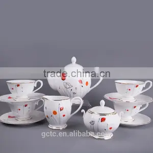 Fine Bone China Tea Set With Flower Design thumbnail-1