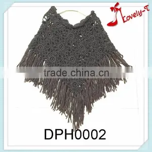 Hot Sell Flower Acrylic Baby Girl's Embroidery Knitted Poncho Sweater Towel With Tassels thumbnail-1