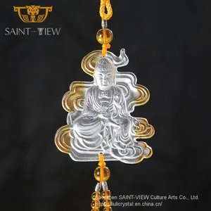 Handmade Crystal Religious Kwan Yin Buddha Head Car Hanging Pendant thumbnail-2