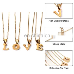 Fashion Charm Shiny Initial Word 26 Letter Alphabet Pendant Chain Necklace Jewelry For Women thumbnail-5
