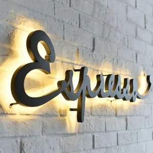 Gold Backlit Sign Store Decor Led Sign Vintage Decorative Metal Wall Letter Luminous Shop Sign thumbnail-2