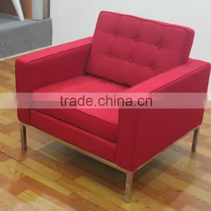 Replica PU Leather Red Color One Seater Florence Knoll Sofa by Florence Knoll thumbnail-1