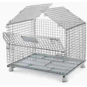 Galvanized Heavy Duty Collapsible Wire Mesh Cage Warehouse Storage Container thumbnail-2