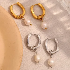 Gold Plated Stainless Steel Earrings 18K PVD Waterproof Nickel Free Bulk Wholesale thumbnail-1