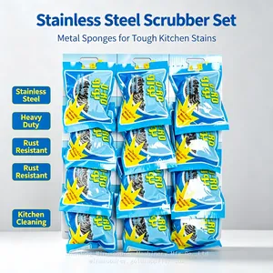 High Toughness Stainless Steel Wire Scrub Ball Anti‑Rust Metal Cleaning Sponge For Burnt Food Stain Removal Wholesale thumbnail-2
