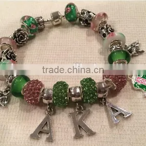 Alpha Kapp Alpha Wholse Alloy AKA Bracelets Beads Sorority Bracelets for Girls and Women Sorority PDI Charm Bracelet thumbnail-1