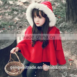 New Season Kids Winter Coat Fashion Sweet Girls Red Christmas Coat With Hats Girls Winter Coat thumbnail-1