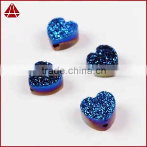 Titanium Coating Agate Druzy Drusy Heart Cabochon Semi-precious Gemstone From China thumbnail-5