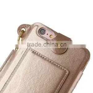 Luxury Metal pu Leather Case With Card Slot for Iphone 6splus Universal Thin Holder Full Back Cover With String for Iphone6 Plus thumbnail-3