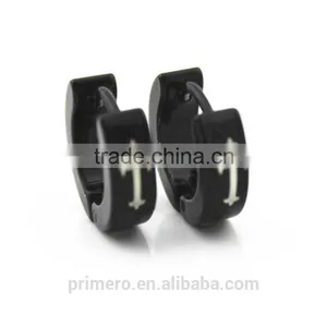 316L Stainless Steel Hip Hop Earrings Fashion Punk Black Men Cross Jewelry Wholesale thumbnail-2
