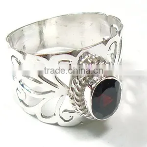 Indian Garnet Gemstone Ring Gemstone Antique Sterling Silver 925 Jewelry Handmade Jewelry thumbnail-1