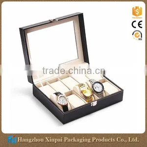 10 Slot Retail Black Leather Watch Display Box thumbnail-1