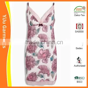 Women Sexy Printing Soft Cotton Pajama Sleepwear Set Homewear Dress thumbnail-1