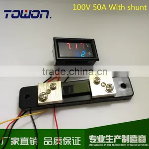 Dual LED Digital Voltmeter Ammeter Amp Volt Meter + Current Shunt DC 100V 50A thumbnail-1