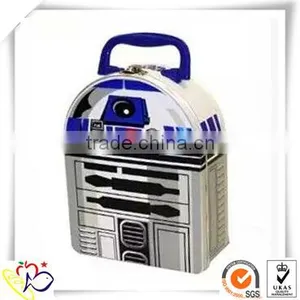 Silver Tin Lunch Box/tin Lunch Box With Lock and Key thumbnail-1