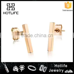 Stainelss Steel Rose Gold Clip Rectangle Earring Imported From China thumbnail-1