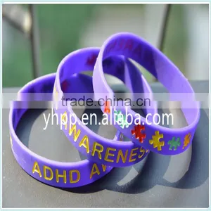 Custom ADHD Awareness Silicone Purple Blue&White Colours Wristband Bracelet thumbnail-3
