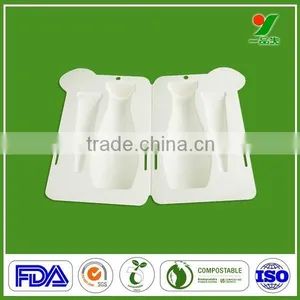 Eco Friendly Sugar Cane Fiber OEM/ODM Disposable Paper Pulp Tray White Color thumbnail-3