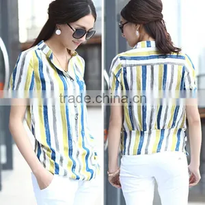 2016 Express Short Sleeve Top Satin Silk Blouses for Women thumbnail-4