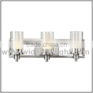 3 Lights Bathroom Hotel Lamp Approval UL With Glass Shade In Nickel Finish W40310 thumbnail-1