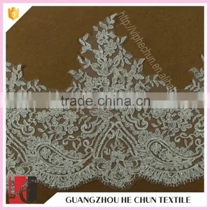 HC-2343-1 Hechun Women Embroidery Bead Polyster Corded Lace Bridal Trim thumbnail-4