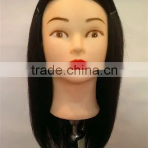 16''-18" Hairdressing 100% Human Hair Cutting Styling Training Practice Head Black HN1402 thumbnail-1