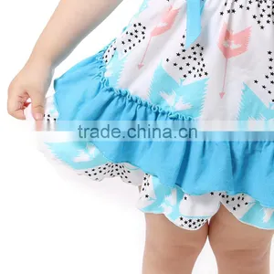 Fashion Popular Feather Print Clothes Baby Swing Top and Baby Bloomer. thumbnail-5