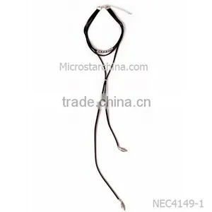 2016 Fashion Retro Long Women Chain Leaf Pendant Black Velvet Choker Necklace Quality Choice thumbnail-2