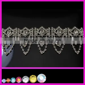 Silver Base Bling Class Crystal Color Rhinestone Flower Chatons Cup Decorative Chain for Clothes Shoes Trimming thumbnail-2