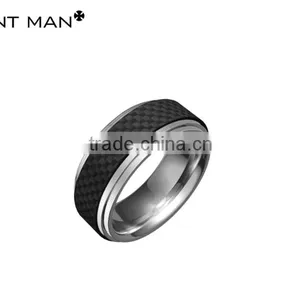 2016 Hot Selling 8mm Rings Wedding Rings Band Fashion High Polish Carbon Fiber Titanium Band Ring thumbnail-1