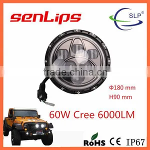 9inch 60W Led Jeep Wrangler Headlight With Anger Eyes Color Changing Blue Orange Light thumbnail-1