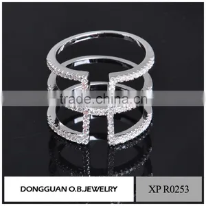Top Quality Ladies Brass Plated Sliver Finger Ring/fashion White CZ Gemstone Ring thumbnail-2