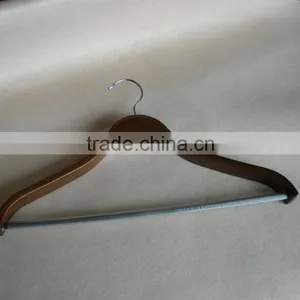 HH Laminated Wooden Hanger With Metal Bar , Dark Brown Wood Hanger Hot Sale Hanger thumbnail-2