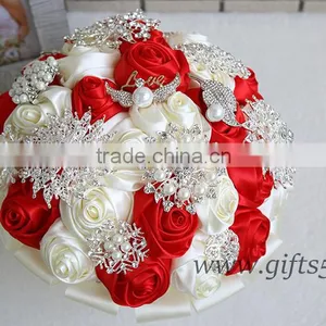 Iridescent Brooch Bouquet Handmade Red Jeweled Bouquet thumbnail-2