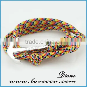 Bright Silver Anchor Hook Bracelet With Color Nylon Rope Bracelet thumbnail-1