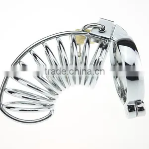 Padlock Hand-polished Sex Toys For Men Stainless Steel Lockable Penis Cage thumbnail-3