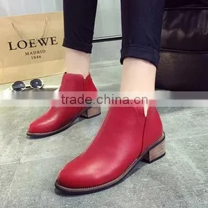 Leather Martin Boots Women Short Boots Chunky Heels thumbnail-2